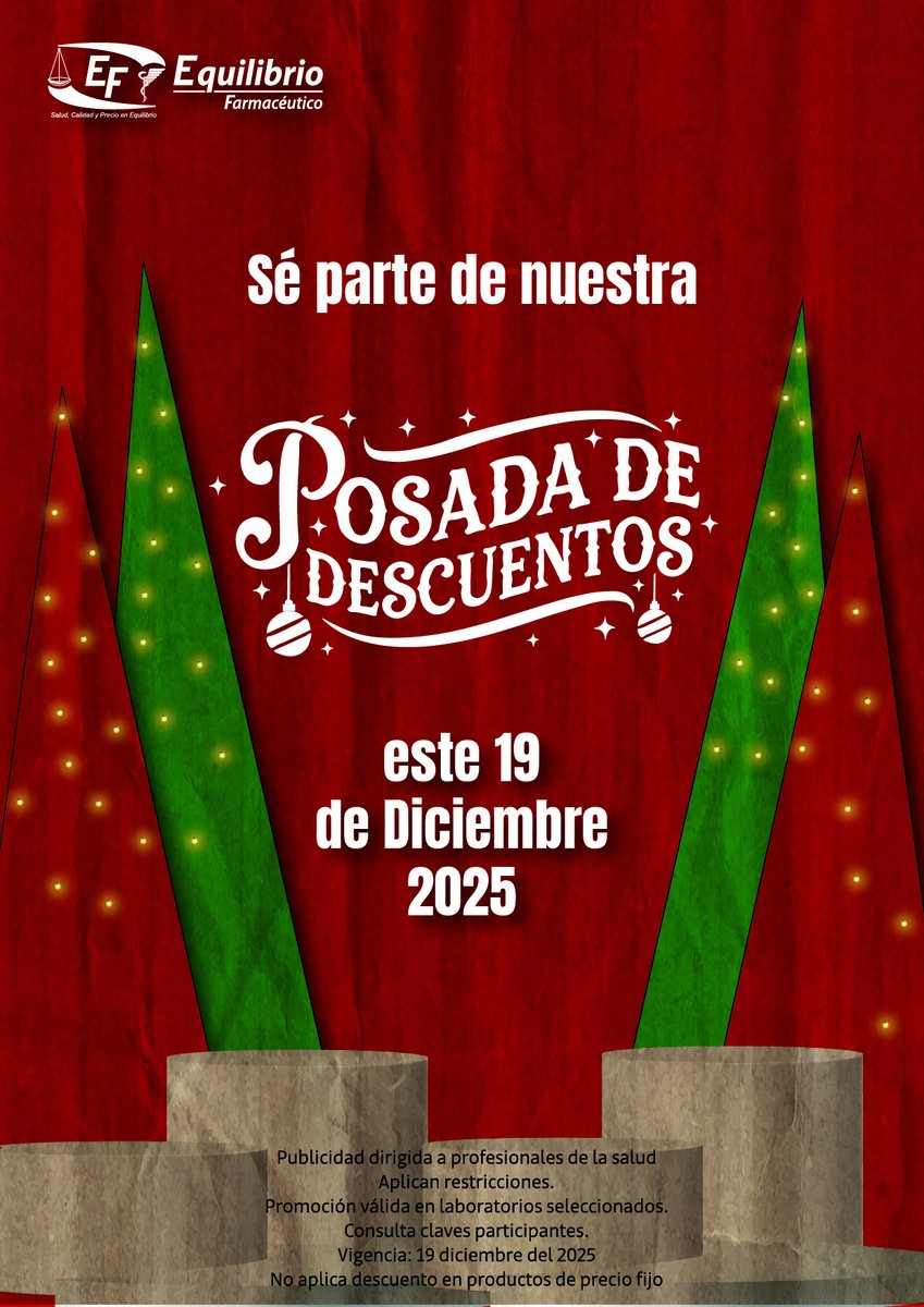 Forma parte de nuestra #PosadaDeDescuentos este 19 de #Diciembre
#SoyEQF💙❤️