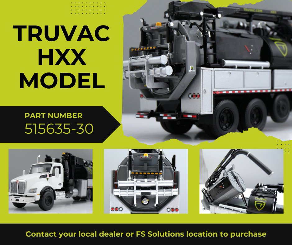 The TRUVAC 1:50 scale model is here! featuring a model Kenworth T880 Chassis and fully moveable parts. Reach out to your local dealer or FS Solutions location to purchase.