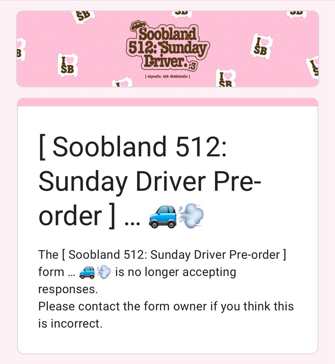 dbddstudio's tweet image. 🛋️ SOOBLAND 512: SUNDAY DRIVER IS OFFICIALLY CLOSED! 🚙￼

thank you so much for the love&amp;amp; support!!! we’re sorting out all the kits really soon .. 🍽️💓

&amp;lt;/3
@dbddstudio x @skysafie_id