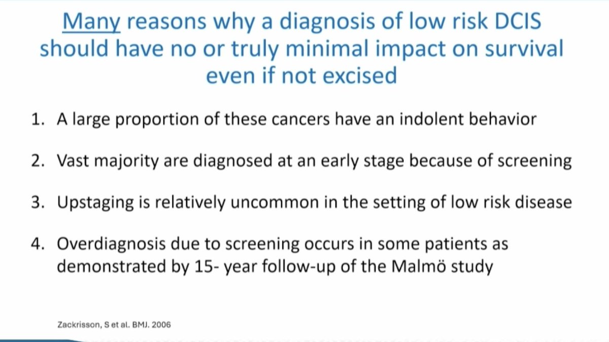 MVanMeterMD's tweet photo. Excellent discussion of low-risk DCIS management by @DrEricWiner @SmilowCancer #SABCS25

*No RCT of DCIS treatment has ever shown OS benefit
*Do as little as possible without compromising safety in any way
*No "right choice" - patient preference is key https://t.co/HCxzTd3utK
