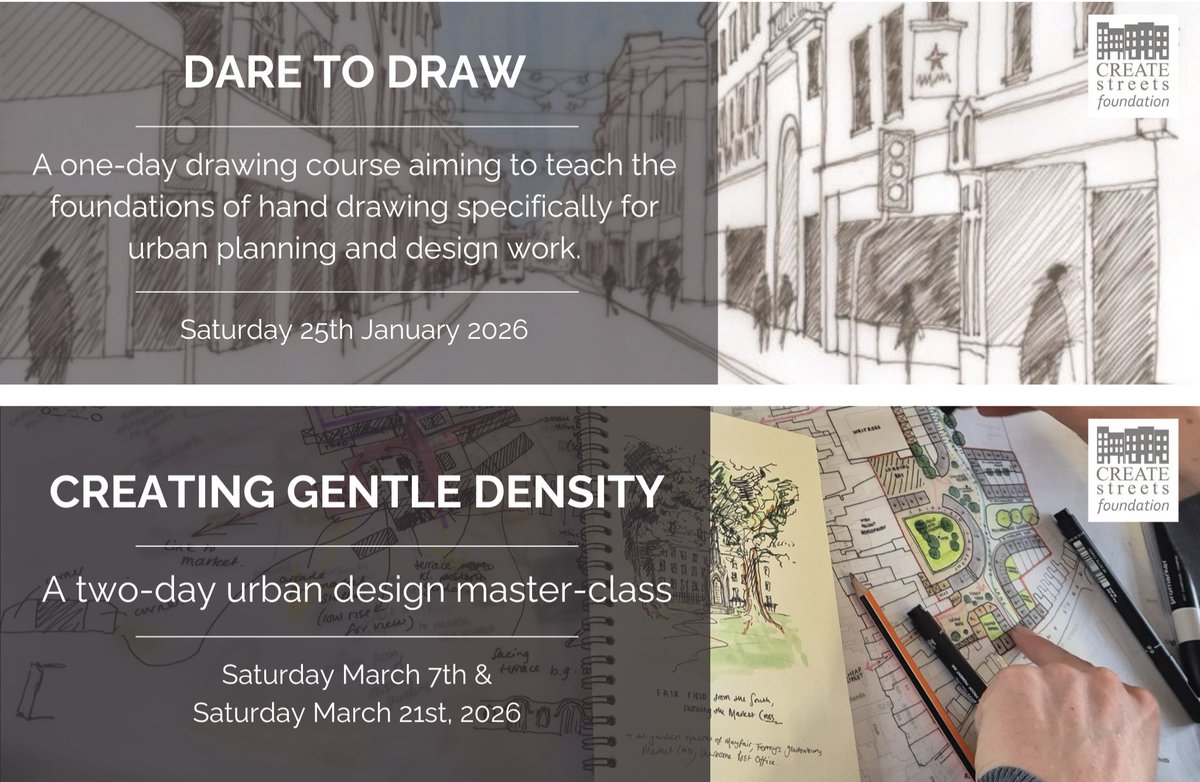 createstreets's tweet photo. Struggling to think of a Christmas present for the urbanists & artists in your life? Check out the upcoming
@CreateStreetsFN
short courses! Gentle Density Masterclass - https://t.co/MIgWOYQZvp Dare to Draw - https://t.co/3HN3NualB3 #urbandesigncourse #drawingcourse https://t.co/AbHctjtsy1