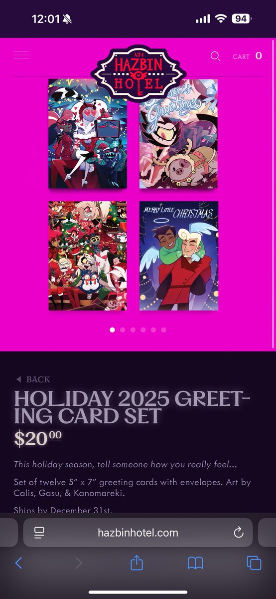 Now up on the Hazbin Hotel Website: Holiday 2025 Greeting Card Set