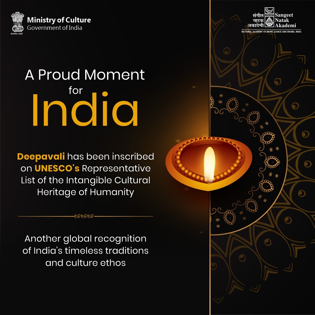 sangeetnatak's tweet image. Deepavali has now been inscribed on UNESCO’s Representative List of the Intangible Cultural Heritage of Humanity — a proud moment for India.

#UNESCO #ICH #IGC #20COM2025 #CultureUnitesAll