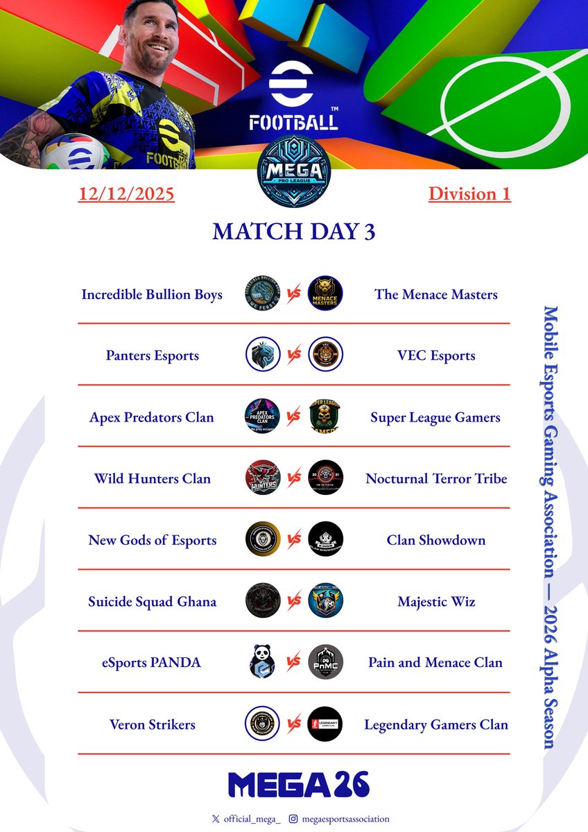 official_mega_'s tweet photo. Match 3 ๐ค
#mega #megaproleague #eFootball2026 #KONAMI้บป้ๆ ผ้ๅถๆฅฝ้จ https://t.co/7kAjGZtNHq