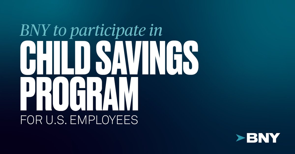 BNYglobal's tweet image. BREAKING: #BNY announces participation in U.S. Gov&apos;s new investment initiative for children, continuing legacy of expanding financial access and opportunity for employees and their families.

BNY will match the gov&apos;s $1K contribution to these accounts for newborns of eligible…