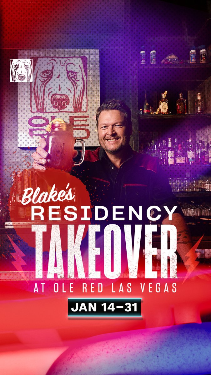 OleRed's tweet image. Mark your calendars, Las Vegas! 👀

@blakeshelton returns to his Caesars residency in January and we’ll be throwing a party after each show 🤠🤘

We can't wait to see y'all at Ole Red, right across the street from @ColosseumatCP!