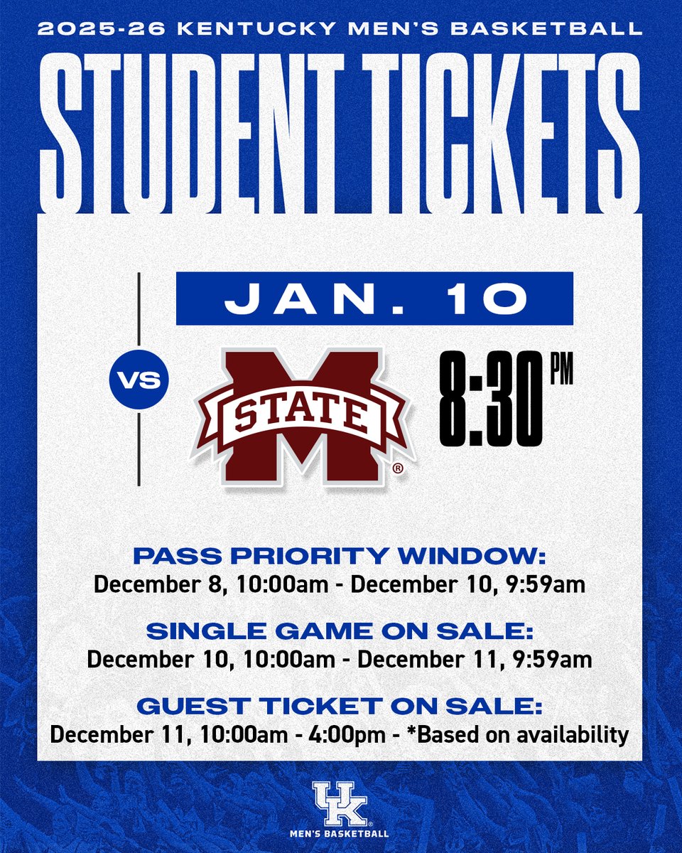 The claim window is now open for all students!

* The games over Winter Break are excluded from the season pass claim, but may be purchased, based on availability.