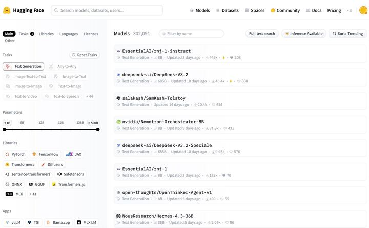 ashVaswani's tweet image. Rnj-1-Instruct is now the #1 trending text generation model on HF!
