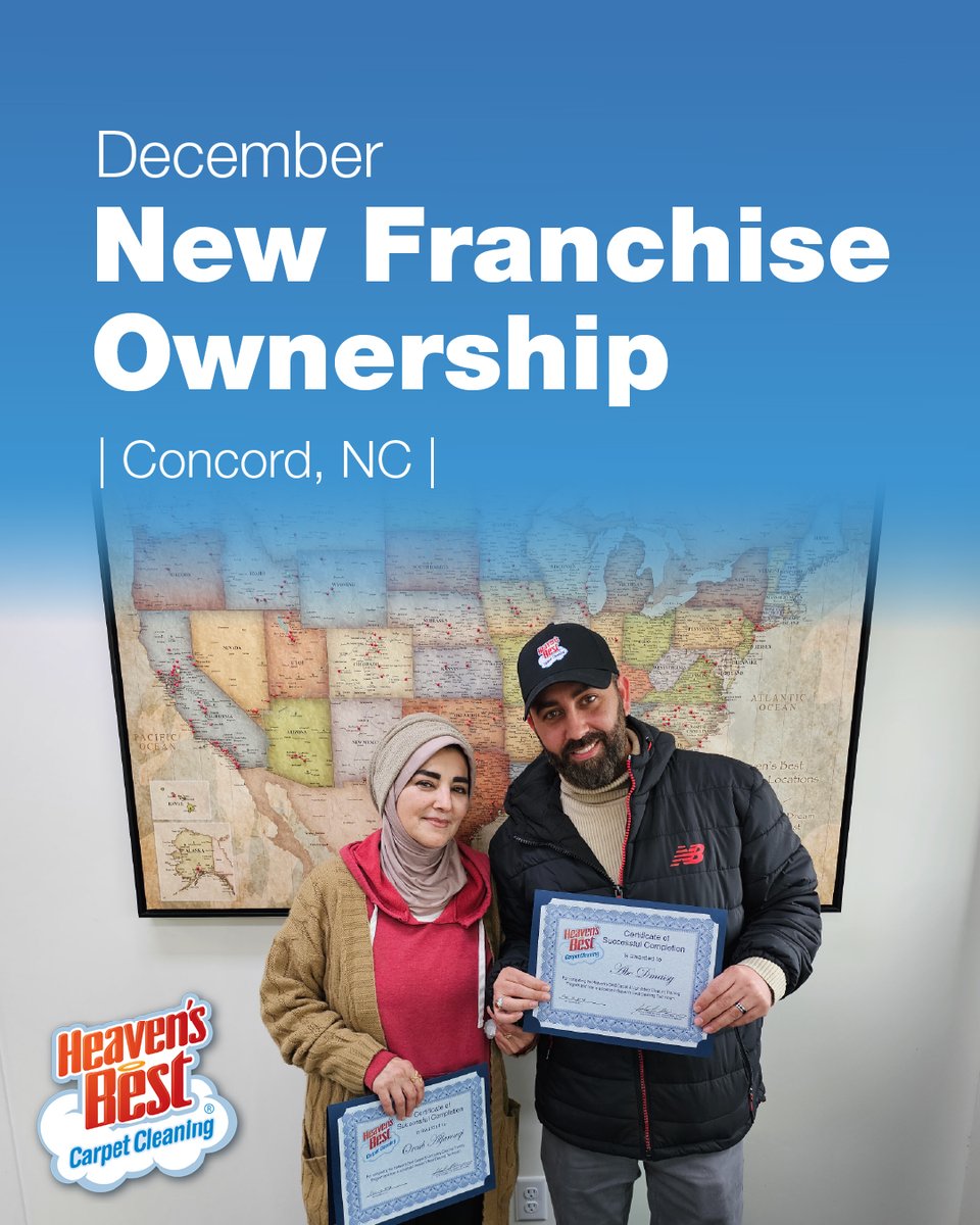 🎉New franchise owners in Concord, North Carolina! Welcome Abe &amp; Oraib to Heaven's Best!

Want to bring Heaven’s Best to your community? 🌎 
Learn more about franchise opportunities: heavensbest.com

#HeavensBest #FranchiseOpportunity #OwningABusiness #BusinessSuccess