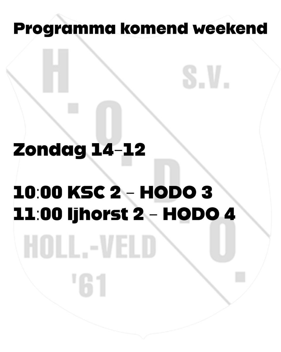 Kort programma dit weekend