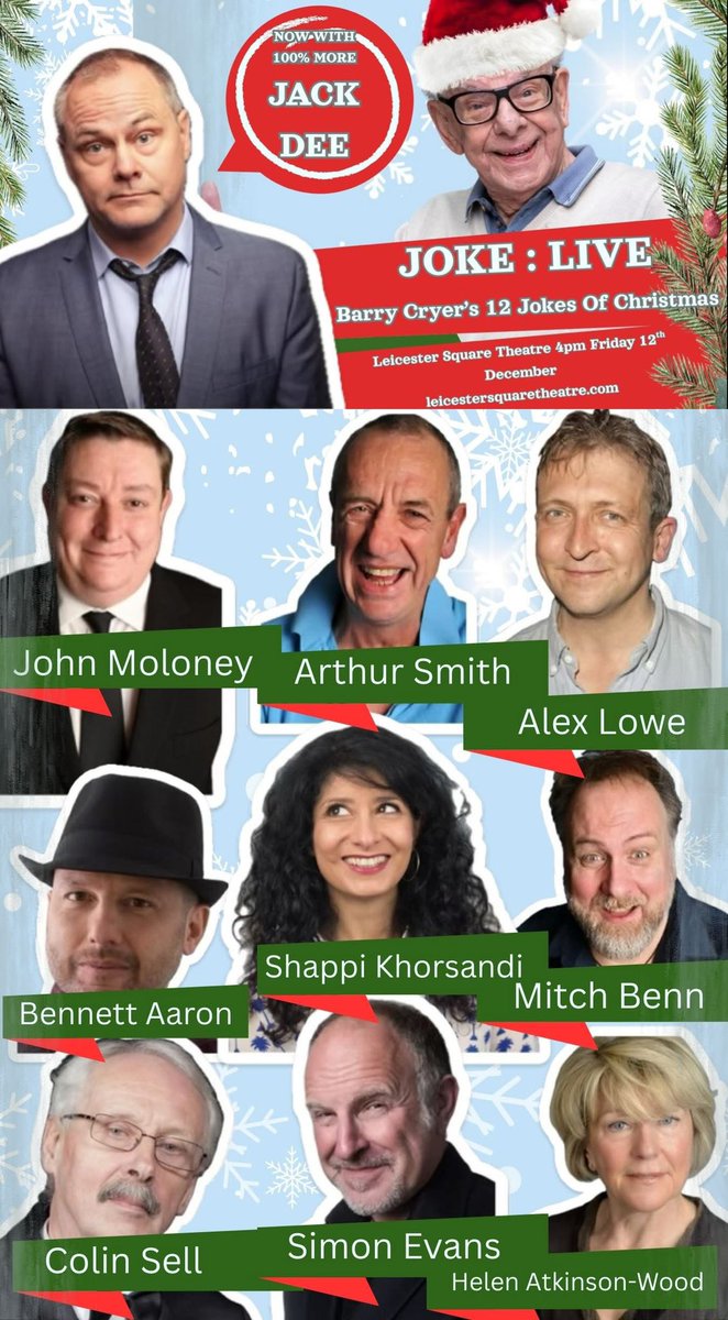 SourceOfHumour's tweet image. ❗️Tomorrow at @lsqtheatre ❗️Amazing event. 

leicestersquaretheatre.com/show/joke-live…
Use Code BAZJOKE50

See #JackDee, #JohnMoloney, @ArfurSmith , #AlexLowe, #BennettAaron, #ShappiKhorsandi, #MitchBenn, #ColinSell, #SimonEvans , #HelenAtkinsonWood 
#comedylegend #barrycryer #london #comedy #joke