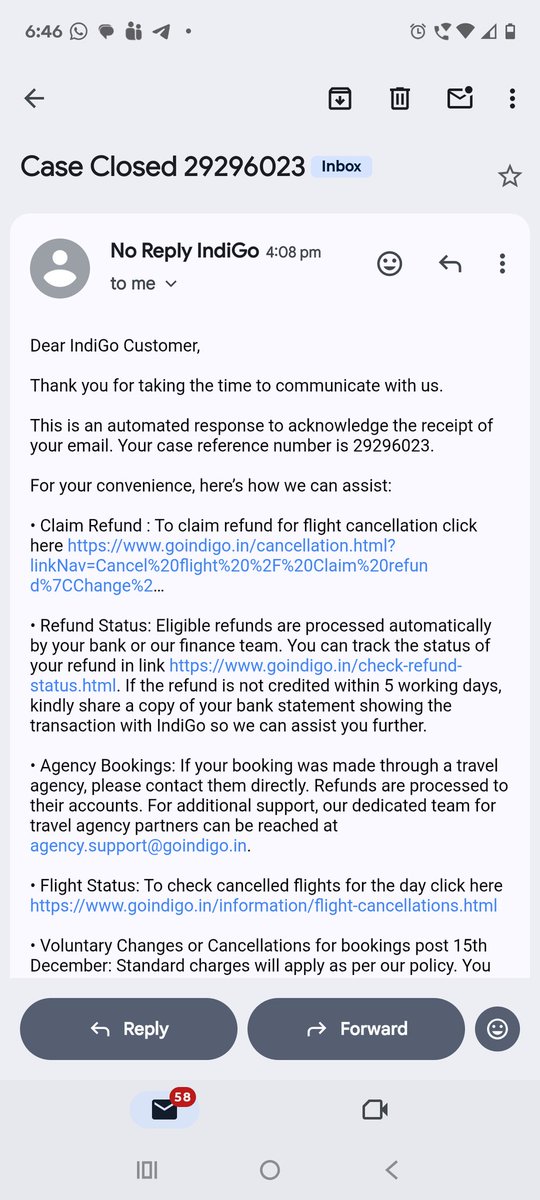 MohdKouser's tweet photo. @IndiGo6E This is only for social media, reality is below, please see their response, my del-bom-del flight was cancelled on 4th and 5th dec. https://t.co/HAhc57GezK