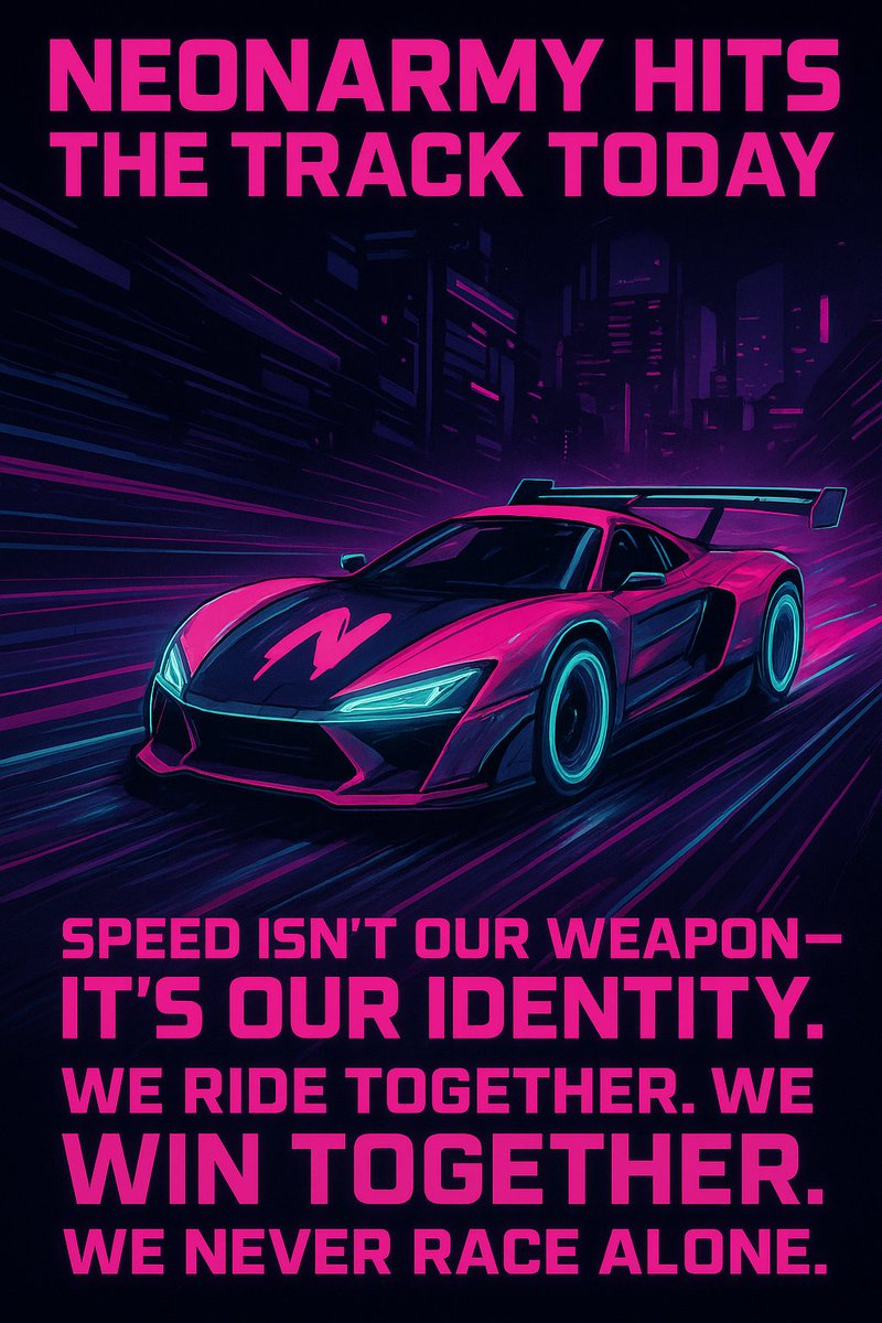 Scuro568134's tweet photo. NeonArmy hits the track today.
Neon engines roaring, boosters charged.
Speed isn’t our weapon,
it’s our identity. 🔥🚀
#NeonArmy #NeonRacing #SciFiRacing #CyberRacers #FuturisticRacing #RacingCommunity #SpeedHunters #DigitalArt #ComicArt #NeonVibes #RacingLife #WeNeverRaceAlone https://t.co/OBSuadZu8Y