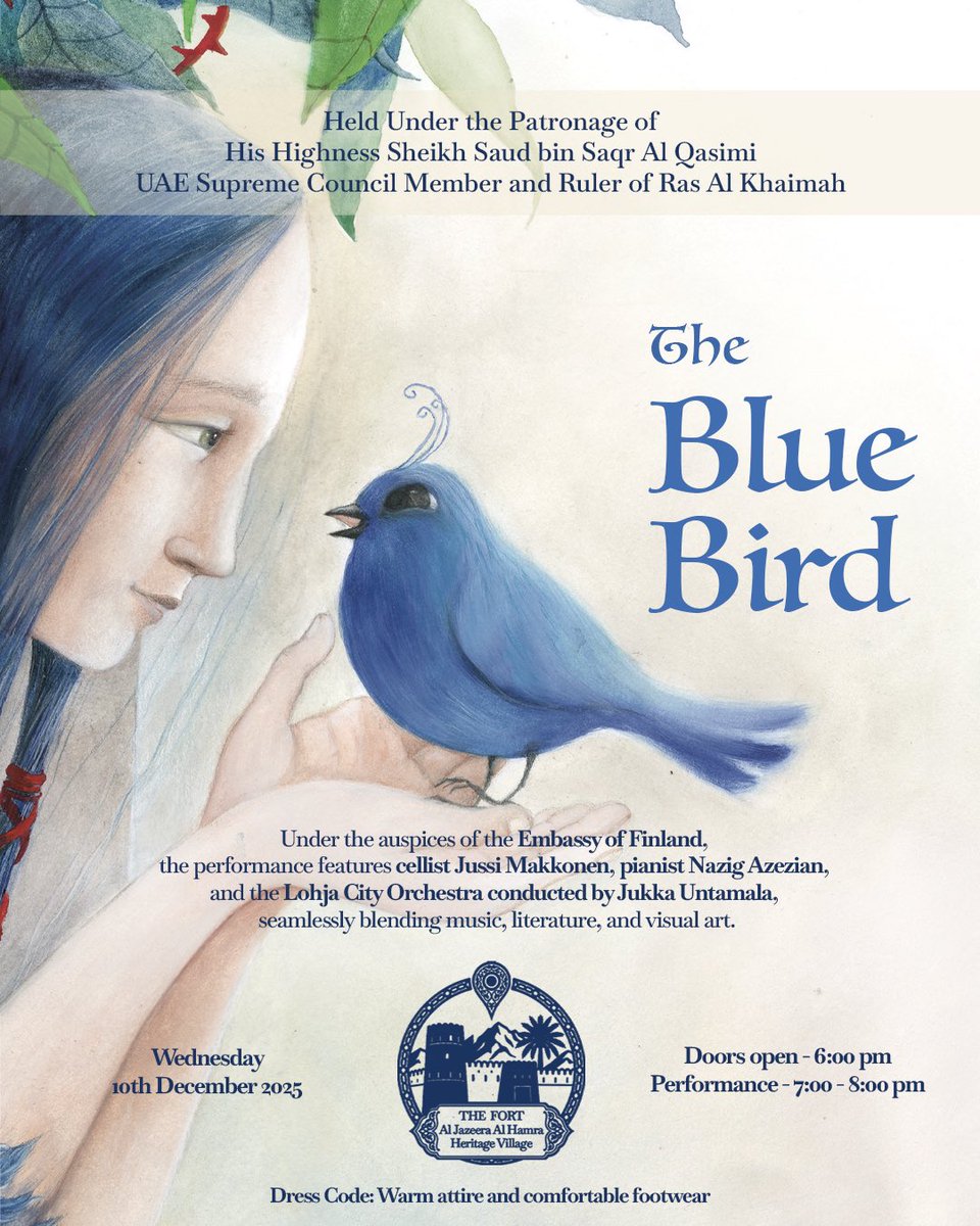 Honored to bring the international premiere of The Blue Bird to the Al Jazeera Al Hamra Heritage Village in Ras Al Khaimah. The economic and cultural relations between RAK and Finland continue to prosper