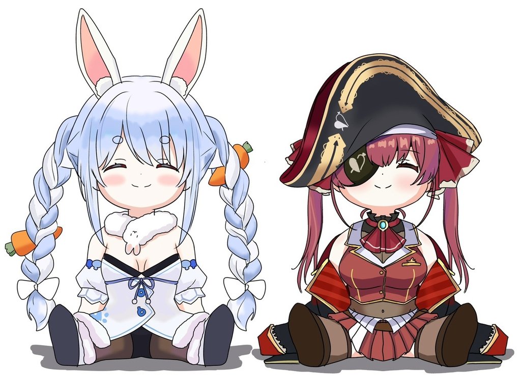 ちょこんとぺこマリ👯‍♀️🏴‍☠️ #ぺこらーと #マリンのお宝