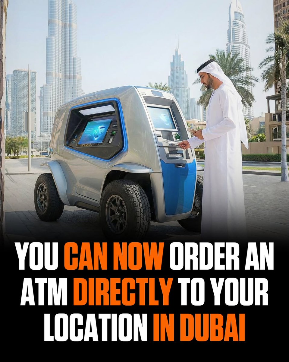 GamBit_P99's tweet image. 🤯Technology and Service: The True Treasure of Innovation!
You won’t believe the innovation here in Dubai! Apparently,you can now order an ATM that will come directly to your location! A Moving ATM Machine?! Amazing!
#LifeInDubai #Innovation #ATMOnWheels #Web3  #CryptoCommunity
