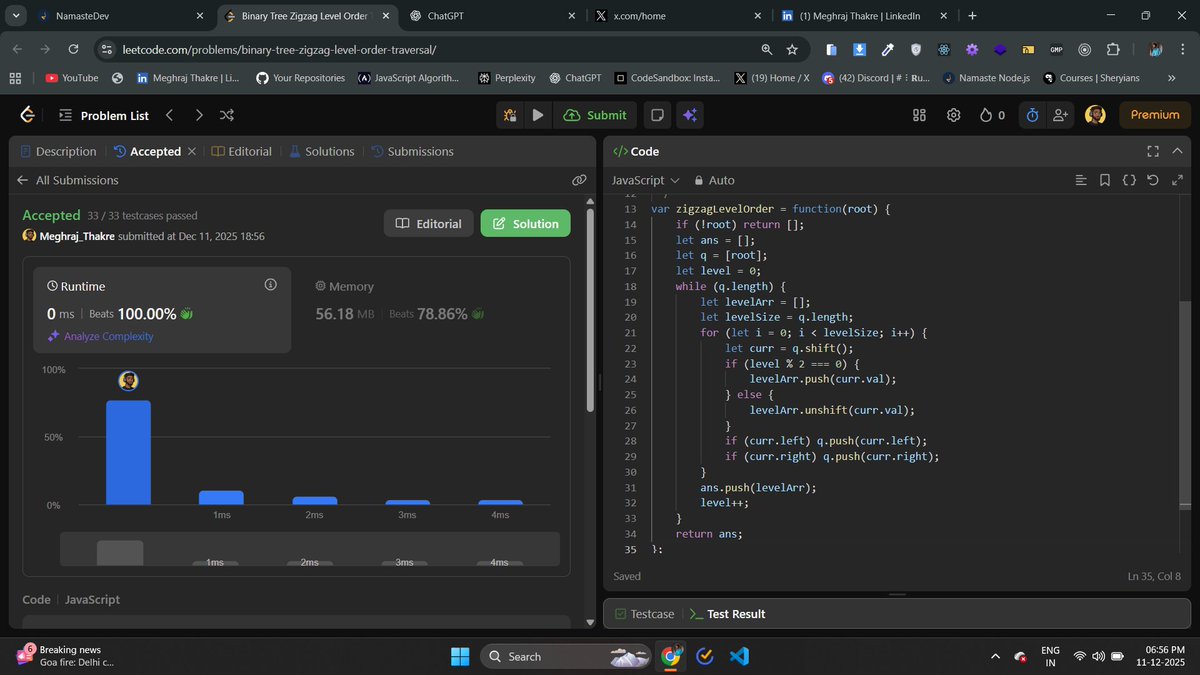 meghraj_thakre1's tweet image. Day 87 of DSA!
Big thanks to @akshaymarch7    — his explanations make everything click 🔥
Grinding every day 💪
#DSA #100DaysOfCode #CodingJourney
