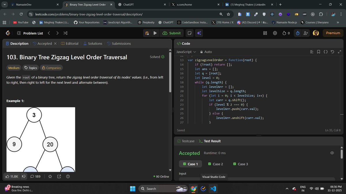 meghraj_thakre1's tweet image. Day 87 of DSA!
Big thanks to @akshaymarch7    — his explanations make everything click 🔥
Grinding every day 💪
#DSA #100DaysOfCode #CodingJourney