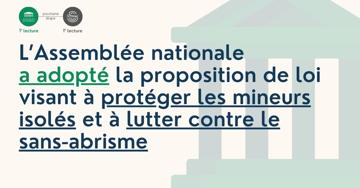 AssembleeNat's tweet image. ✅ Adoption de la proposition de loi visant à protéger les mineurs isolés et à lutter contre le sans-abrisme, en première lecture.
🔎 En savoir plus : assemblee-nationale.fr/dyn/17/dossier…
#DirectAN