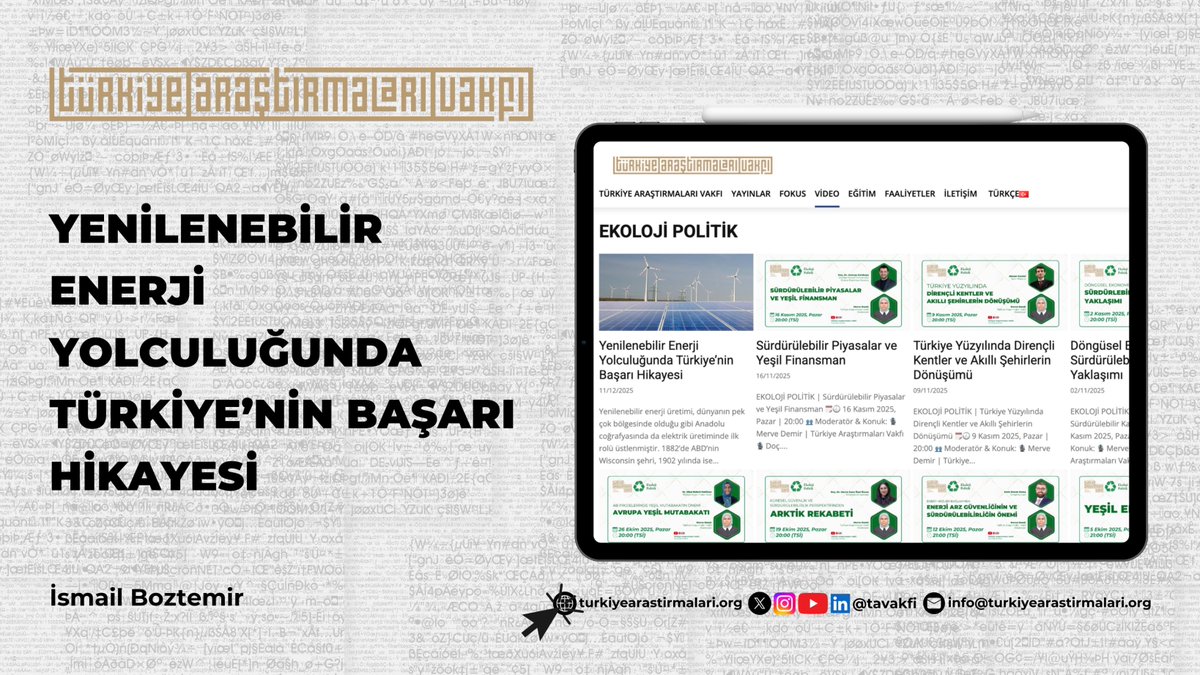EKOLOJİ POLİTİK | Yenilenebilir Enerji Yolculuğunda Türkiye’nin Başarı Hikayesi

🔍 Türkiye, yenilenebilir enerji politikalarında mevzuat ve teşviklerle nasıl bir başarı hikâyesi yazdı; kamu ve özel sektör uyumu bu süreci nasıl şekillendirdi?

🔍 Lisanssız üretimden yeşil şarj