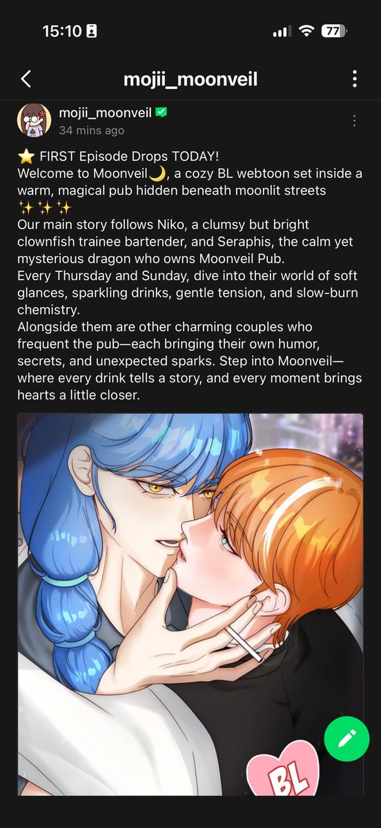 chizii_pompom's tweet photo. ⭐ FIRST Episode Drops TODAY!
https://t.co/cFmELJnYZi
Welcome to Moonveil🌙, a cozy BL webtoon set inside a warm, magical pub hidden beneath moonlit streets ✨✨✨
#webtoon #Webcomic #comic #comics #oc #ocart https://t.co/WBXXkViel3