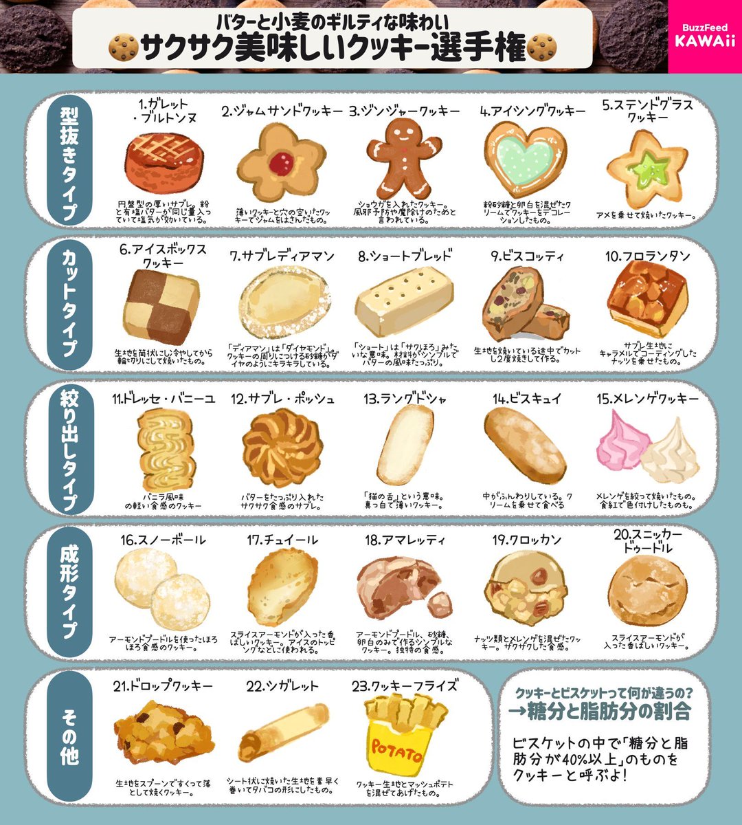 クッキーの種類いろいろ😋