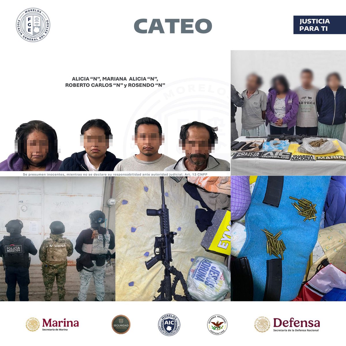 🔴 CATEAN INMUEBLE, PRESUNTAMENTE RELACIONADO CON DELITO CONTRA LA SALUD EN CUAUTLA

•Durante la diligencia detuvieron a cuatro personas, aseguraron un arma e indicios relacionados con dicho ilícito

Elementos de la Agencia de Investigación Criminal (AIC) de la Fiscalía Regional