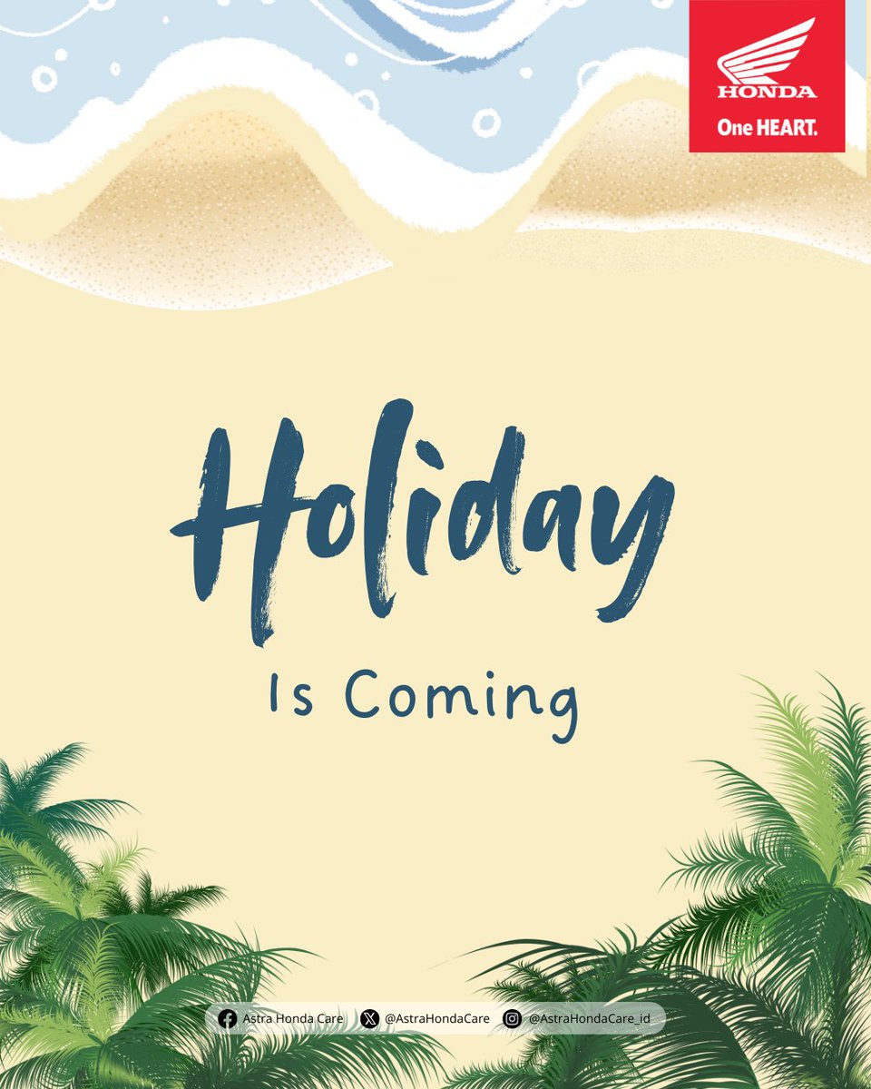 AstraHondaCare's tweet image. Saatnya siapkan perjalanan terbaikmu bersama motor Honda kesayangan.

Nikmati liburan dengan rasa aman, nyaman, dan penuh keseruan!
Yuk cek kondisi motormu dulu di AHASS sebelum berangkat, biar liburan makin tenang 🚀🛵

#HondaOneHeart #HolidayIsComing #LiburanAman #SafeRide