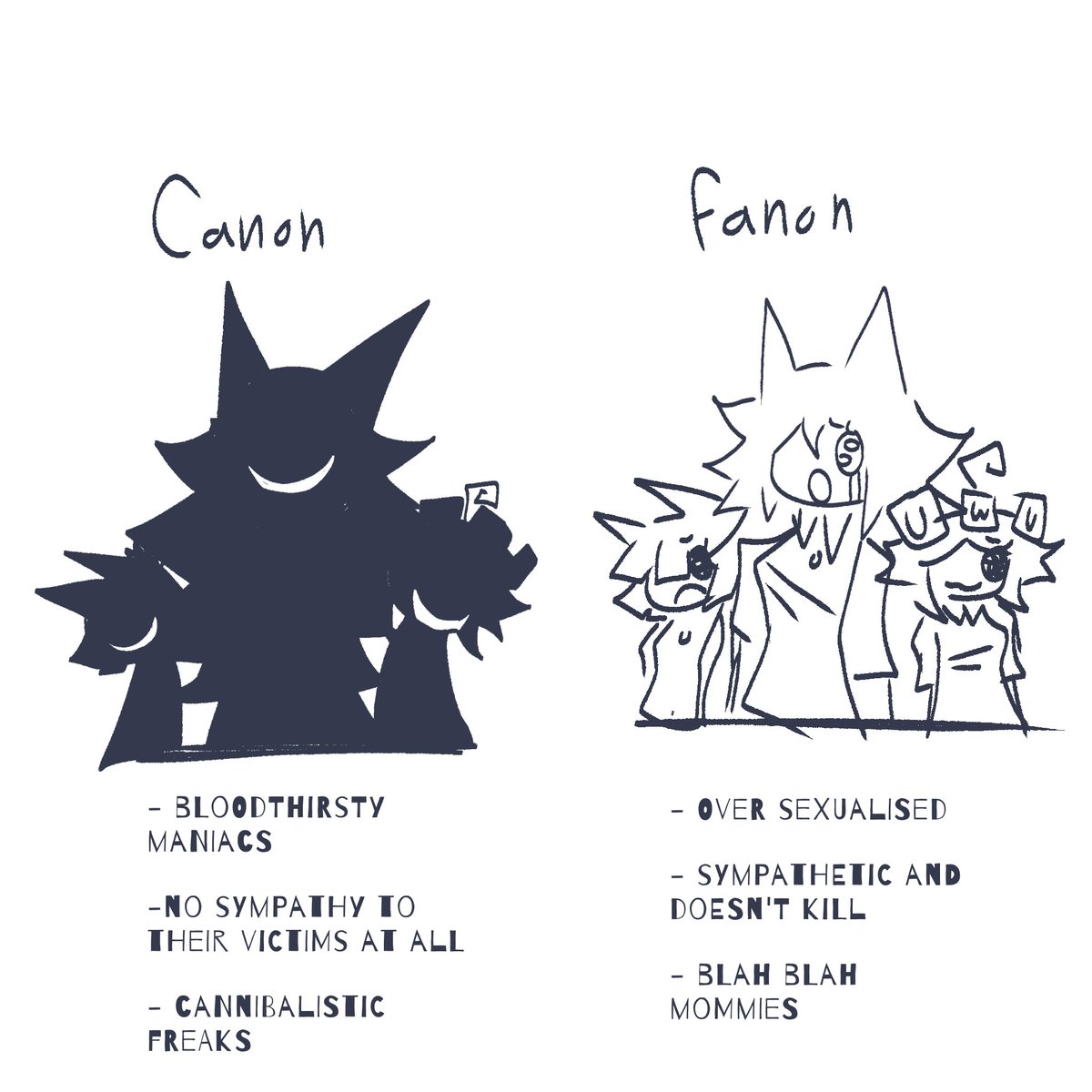 How SOME people portray the cannibal teacher trio 

(sorry not sorry if this offended someone because I'm being honest.)