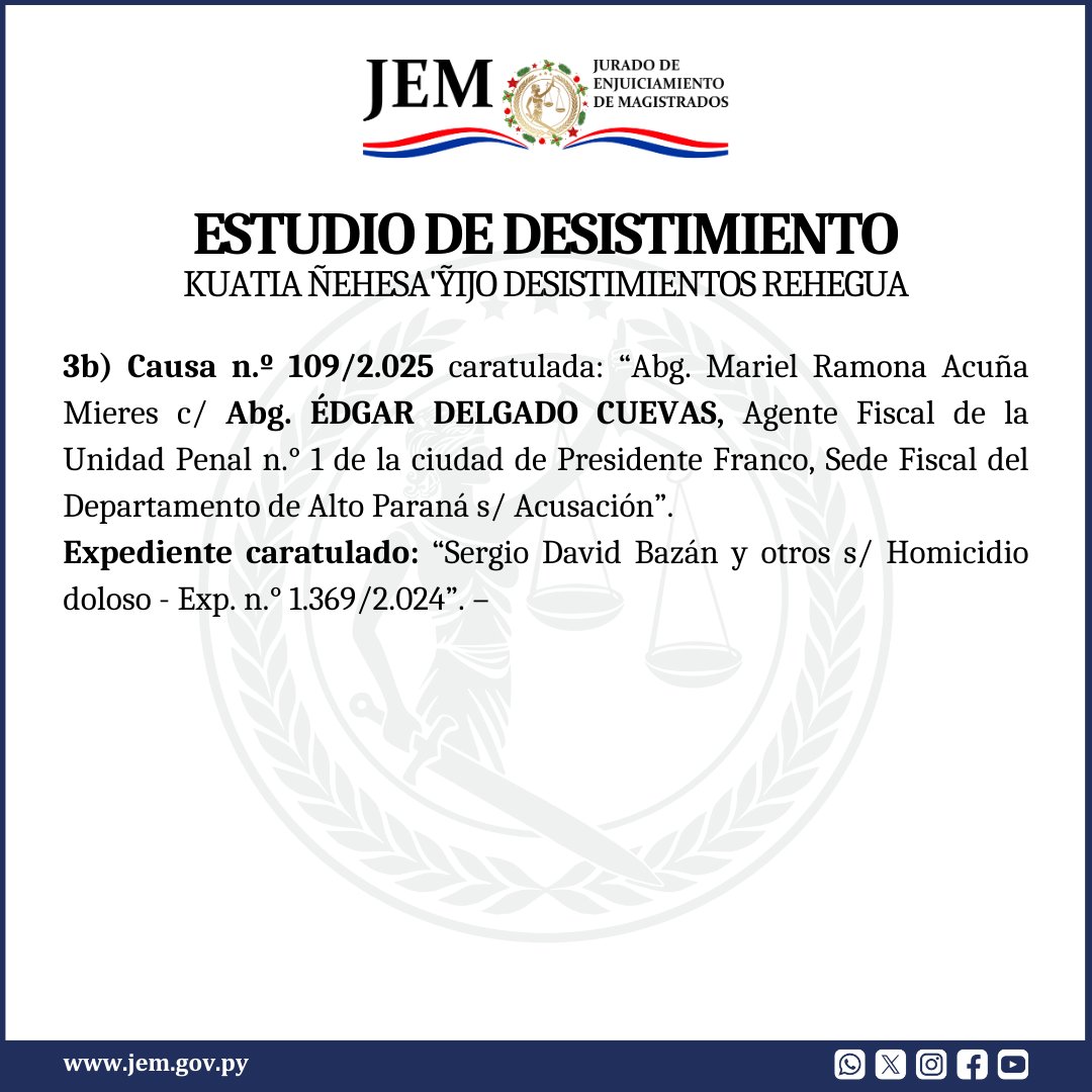 Jem_py's tweet image. ⚖️ El Jurado resolvió HACER efectivo el apercibimiento, tener por desistida a la recurrente y ARCHIVAR la causa.

#JEMPy