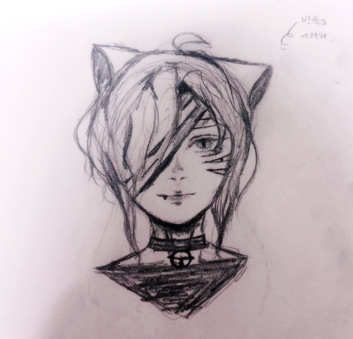 #콕카스_취향섞어_그리기
하필 아빠댁에 와서 패드가 없을때에 시참을 하시다니 ㅜㅜ 아쉬워서 아빠 노트랑 샤프 빌려서 낙서라도 해봐여˃̵͈̑ᴗ˂̵͈̑ 
+ ( 저 졸업작품 대상 받았어영˃̵͈̑ᴗ˂̵͈̑ 저희조가 과 전체에서 1등(ง •̀ㅁ•́)ง✧ 콕스님 한테 자랑하고 시펐는데 챗에서는 계속 뭍혀서ㅎㅎ)