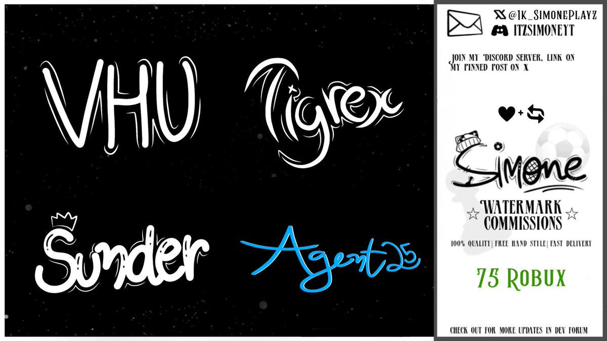1k_SimonePlayz's tweet image. Watermark commissions
#robloxart #robloxdevs #robloxgfx #robloxlogos