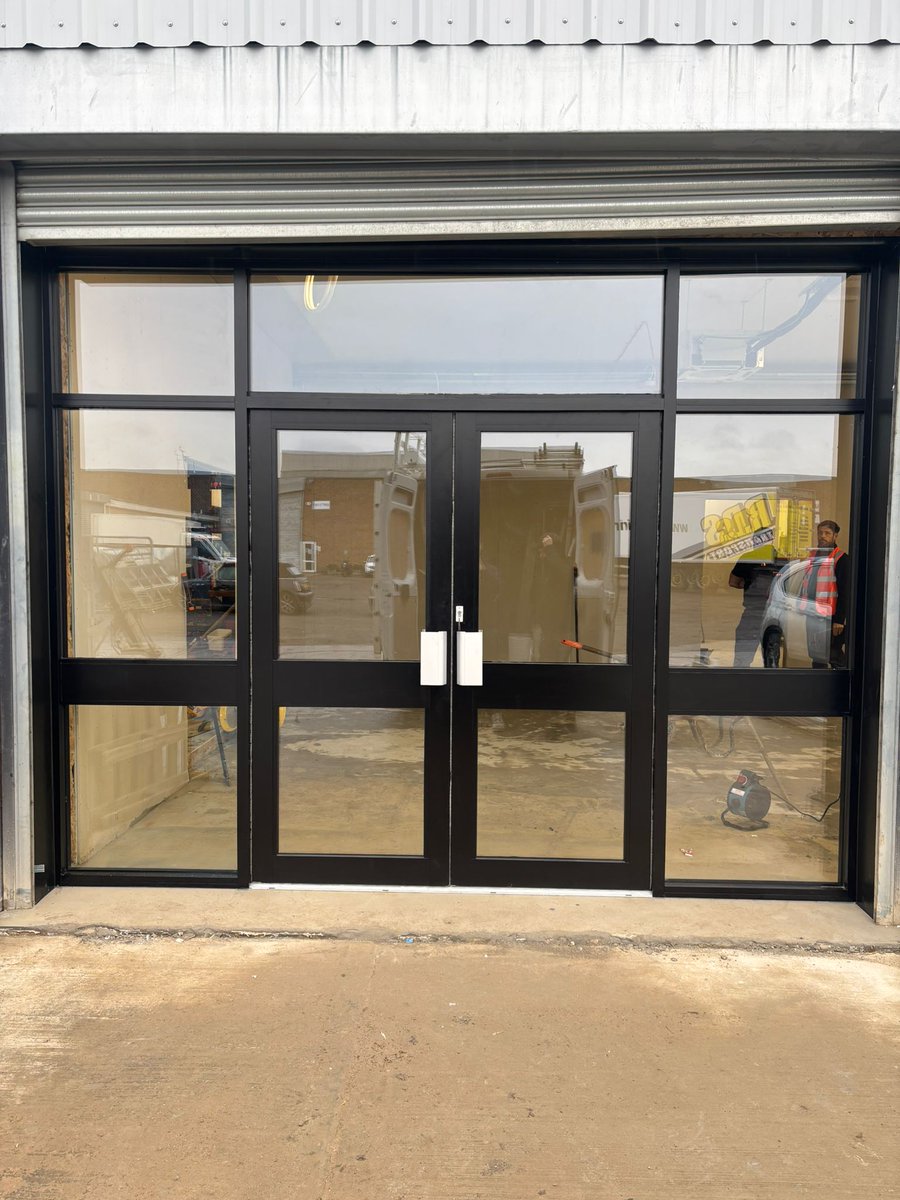 New Aluminium entrance doors fitted at Progen Services own offices, in a matt black finish.