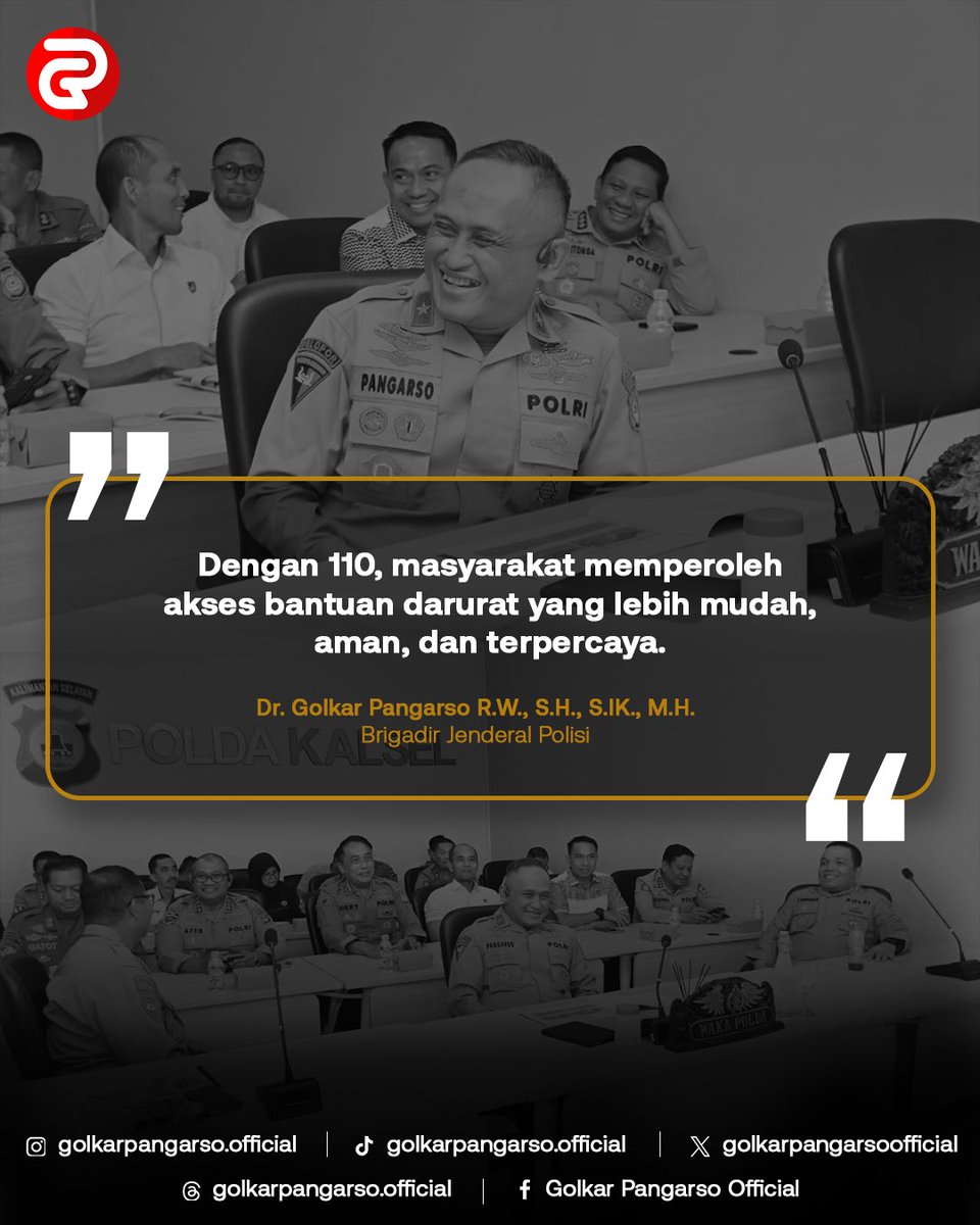 gp92official's tweet photo. “Layanan darurat 110 hadir untuk memberi masyarakat akses bantuan yang lebih cepat, aman, dan tepercaya. Dengan peningkatan sistem dan koordinasi yang solid, layanan ini diharapkan mampu menjadi garda terdepan dalam merespons berbagai keadaan darurat demi keselamatan publik.”

#PoldaKalsel
#KalimantanSelatan
#PolriUntukMasyarakat
