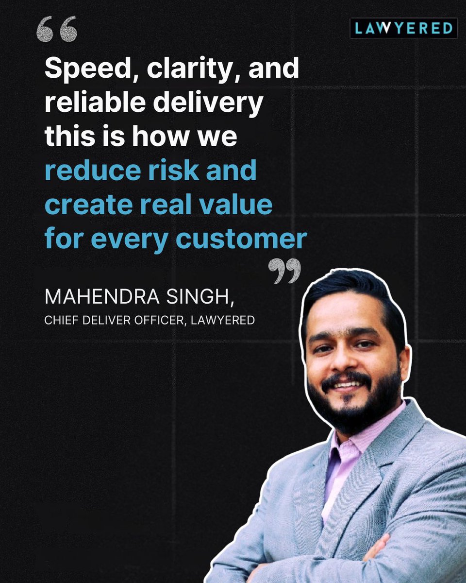 At Lawyered, “delivery” isn’t just about closing tickets it’s about standing with every client till their risk truly comes down and their operations move smoother.

Mahendra Singh, our Chief Delivery Officer, leads the LegalOps backbone.

#Lawyeredkiudaan #LegalOps #CXOInsights