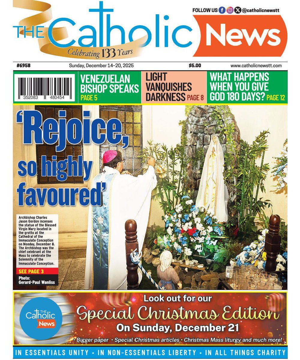 This week's #CatholicNews is live! Don’t miss our Special Christmas Edition coming December 21! Grab a copy at your parish or subscribe at catholicnewstt.com.