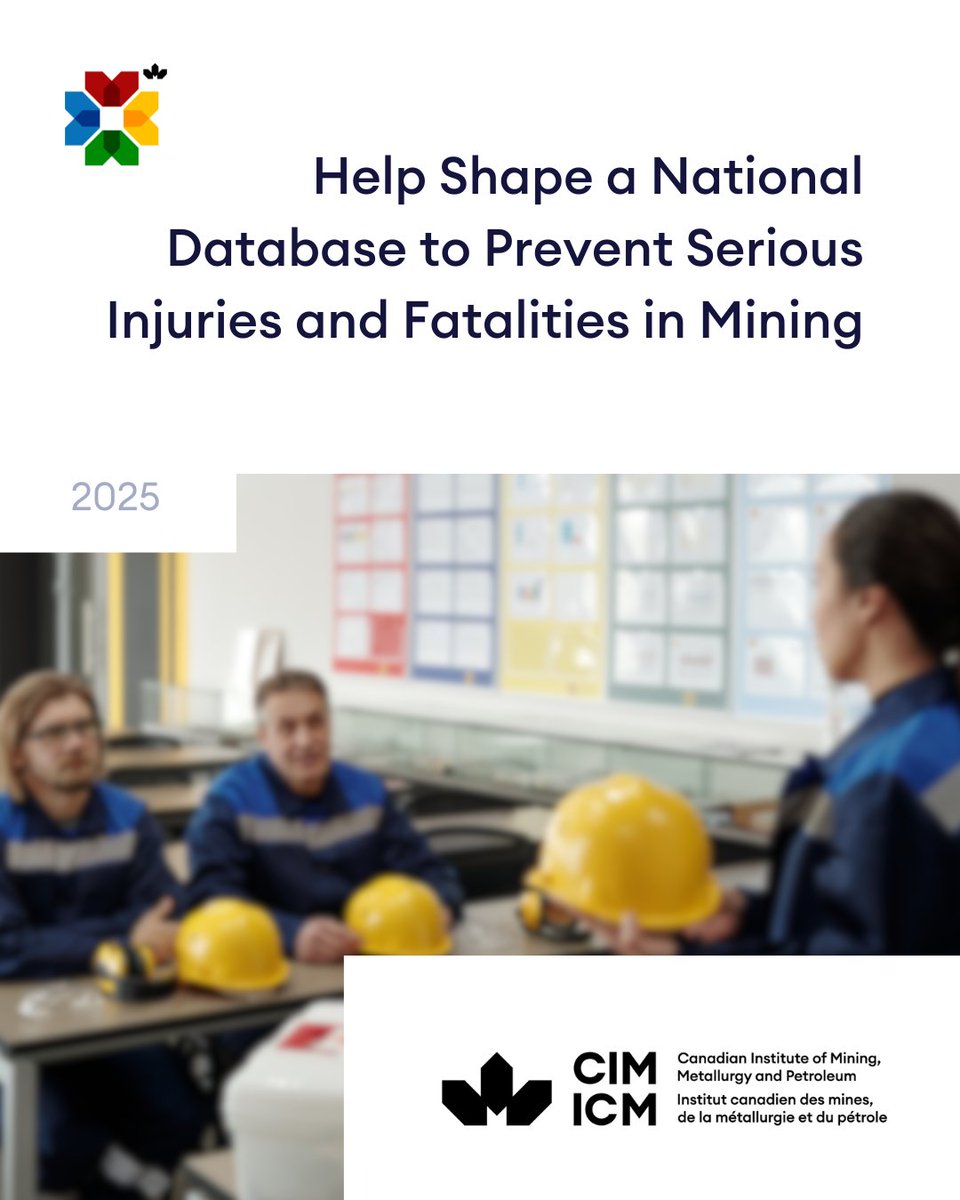 CIM_ICM's tweet image. If you work in the Canadian mining sector, take our survey and help design a national Serious Injury and Fatality Prevention Database. 

Co-created by the Health and Safety Society of CIM:  laurentian.qualtrics.com/jfe/form/SV_es…

#HealthSafety #SafetyCulture #SafetyShare #CIMsocieties