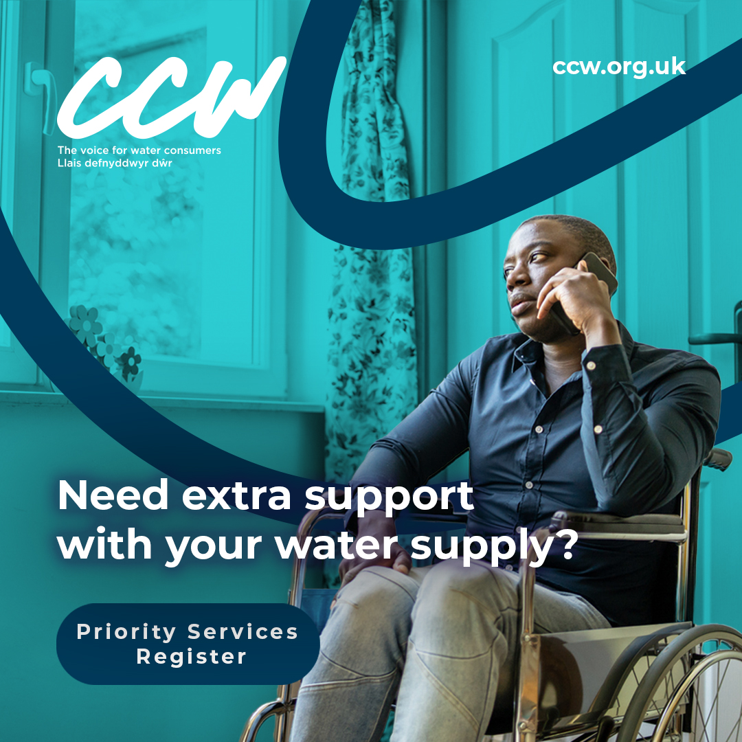 CCWvoice's tweet image. Need extra support with your water supply? Join the Priority Services Register (PSR) for free and get:
· Advance notice of planned work
· Emergency water deliveries
· Accessible formats &amp;amp; extra help
#WaterSupport #PriorityServices