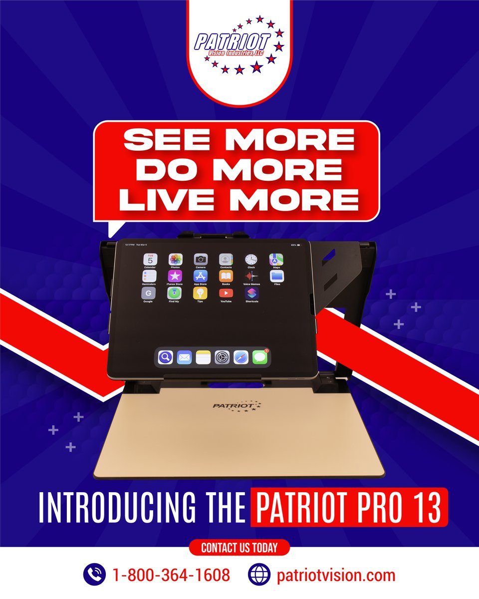 Empower your day with technology that truly supports the way you see the world. 📞 1-800-364-1608

#PatriotPro13 #AssistiveTechnology #LowVisionSupport #MagnificationDevice #PatriotVisionIndustries