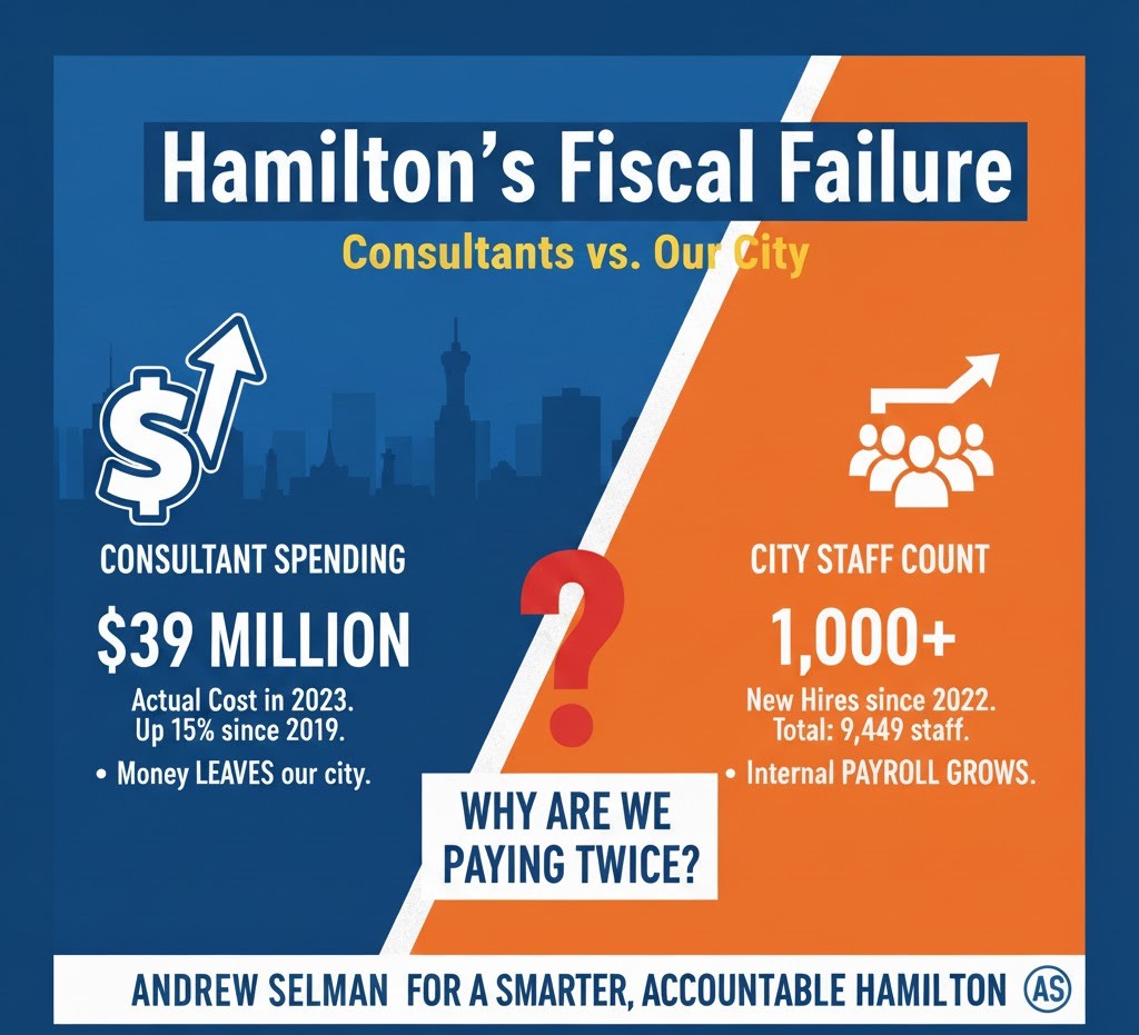 The City of Hamilton spends far too much on consulting. 

My promise is a 'Capacity First' Mandate. We will audit every consultant contract, stop paying for reports that sit on a shelf, and invest in the people we already employ.

#HamOnt 26