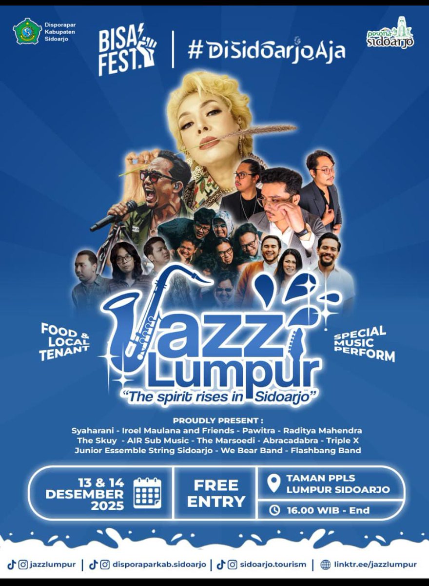 13.Desember.2025 - Taman PPLS - #sidoarjo  #jawatimur #indonesia 
Mari nermalam minggu, bersama #menikmatimusik di @jazzlumpur 
<a href="/syaharani/">Syaharani primadiya</a>.id juga akan tampil  bersama / duet dengan rekan  musisi vokalis jawa Timur @iroel_maulana .  Untuk Pertama Kali ya #disidoarjoaja