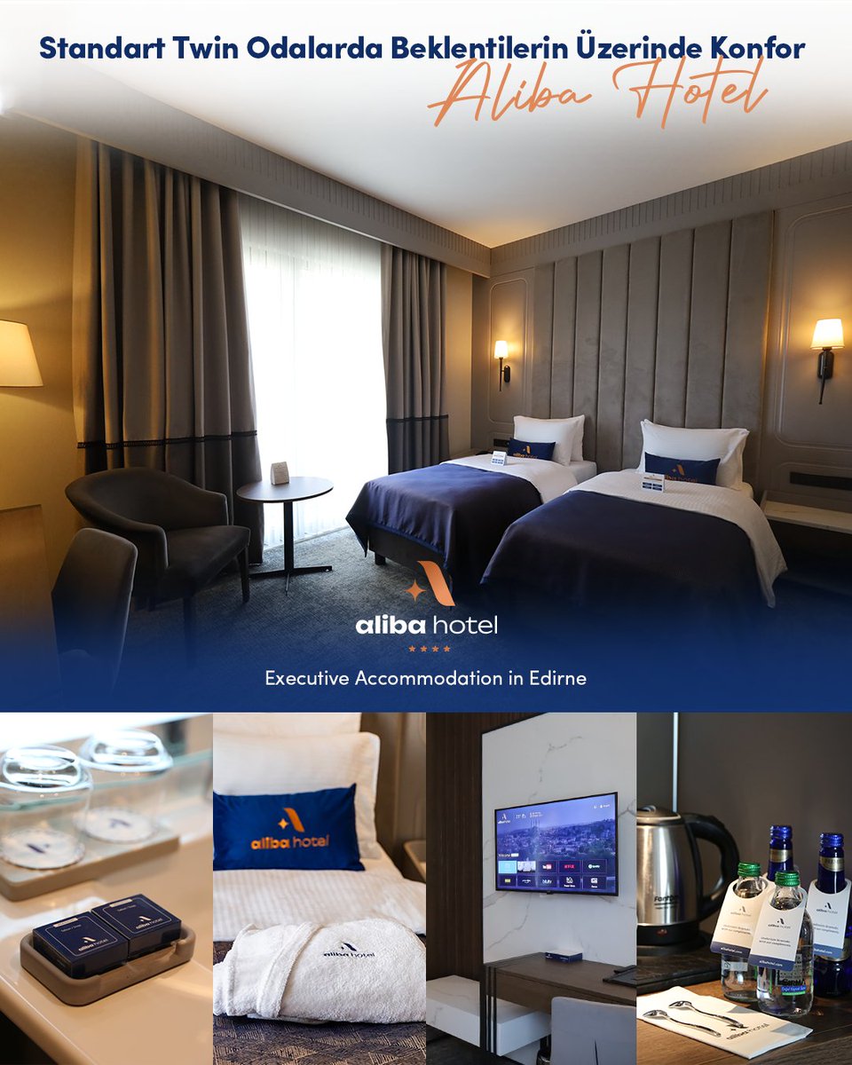 #AlibaHotel’de Standart Twin Odalar, konaklamanız boyunca ihtiyaç duyacağınız her detayı özenle sunuyor.
Modern tasarımı, ferah yaşam alanı ve yüksek konaklama standartlarıyla kendinizi evinizde gibi değil, daha iyi bir yerde hissedeceksiniz.
