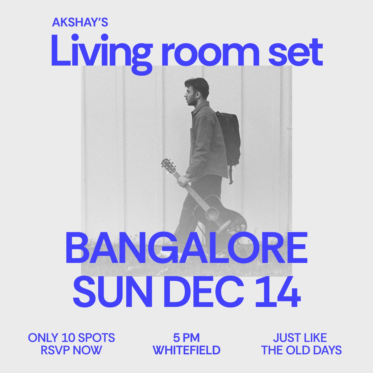 Wassup Bangalore! Im coming your way and bringing my living room setlist along. 

Join me THIS SUNDAY for a mellow evening of tunes. Limited spots available. DM if you want to attend!