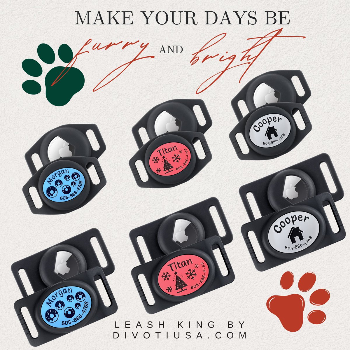 Divoti's tweet image. Make their days furry and bright! ✨ Keep your pet safe this holiday season with our personalized AirTag holders. Customize with their name and your number for extra peace of mind. The perfect gift for your best friend!

Shop now: divotiusa.com/personalized-a…

#PetSafety…