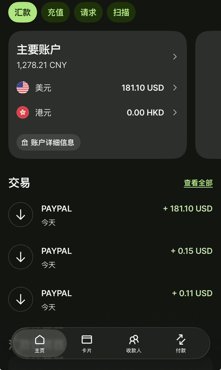 這幾天大家都在討論使用Wise開通香港銀行帳號(由星展銀行香港提供),算是一種基本沒有門檻開通香港帳號的方式。
但跟大家說個不一樣的,Wise開通的美元帳號是可以綁定到PayPal的,而且可以成功提領。
PayPal開通的是美區(沒有