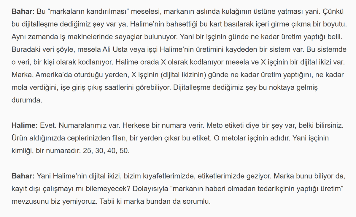 odmanasli's tweet photo. Bir başka meto. İşyeri meto'su. Çok çarpıcı, bu kadarını bilmiyordum. Bu harika @birlesiktekstil raporuna dair mülakattan @Catlak_zemin 'e Bahar ve Halime Anlatmış.

Ceplerden çıkan meto'lar, işçi dijital ikizleri ve kim için teknoloji...

@isigmeclisi 
 https://t.co/LaXeNax8fO https://t.co/YpbXeDlooH