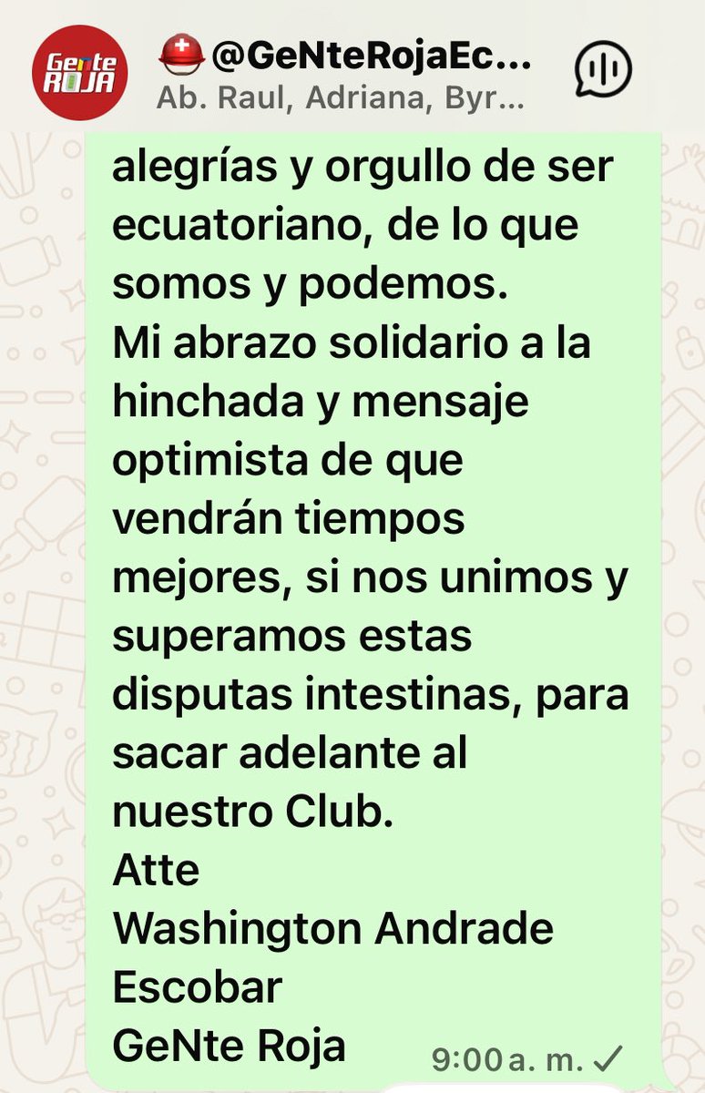 LA UNIDAD CON VISIÓN ES LA CLAVE PARA SALVAR EL CLUB DE NUESTROS AMORES‼️
Nos permitimos publicar un mensaje interno de nuestro Coordinador Washington Andrade Escobar a los socios e hinchas de El Nacional.