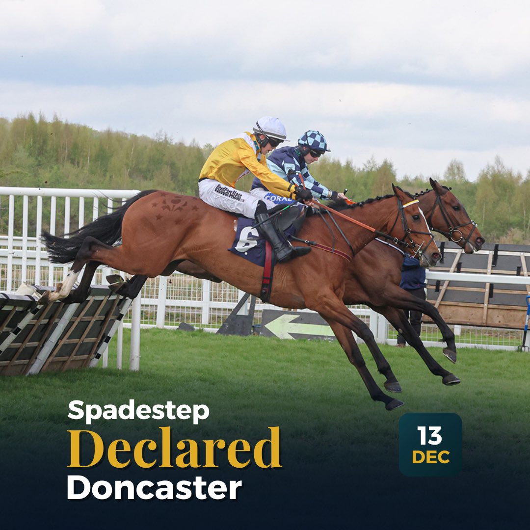 OldGoldRacing's tweet photo. With racing abandoned at Bangor tomorrow, Spadestep has been declared to run at Doncaster on December 13th in the 12:55 Position Payout At bet365 Handicap Chase over 2m½f.
 
Patrick Wadge now takes the ride!💛🤍 https://t.co/hm9jEd9utt