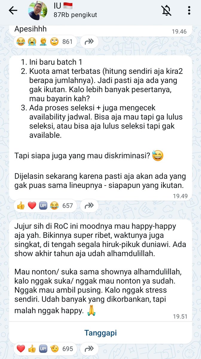 deomnstrasi's tweet photo. @tanyarlfes pas batch 1 rilis udh dijelasin di ch ka iman yg ikut di seleksi lg dan yg bs nyocokin jadwal, kalau yg bs itu" aja ya berarti mereka yg cocok jadwalnya dan diseleksi lolos🙂 https://t.co/6DDTQpYZgK