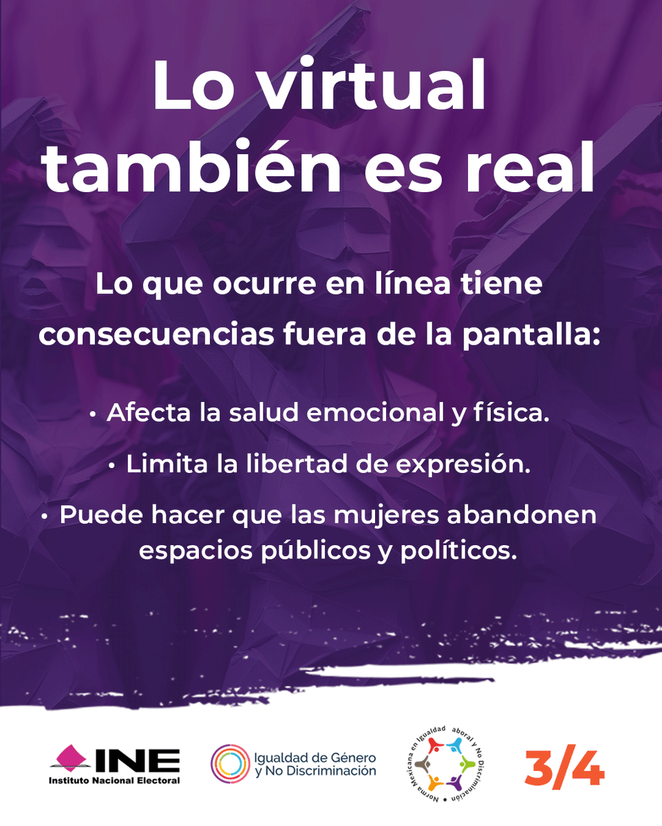 INEMexico's tweet photo. La violencia digital es real y tiene consecuencias fuera de la pantalla.
Conoce sus manifestaciones y cómo prevenirla.
🔗 https://t.co/KiEtiRysWT
#25N #LoVirtualEsReal #NoHayExcusa https://t.co/yXVBk77jXk